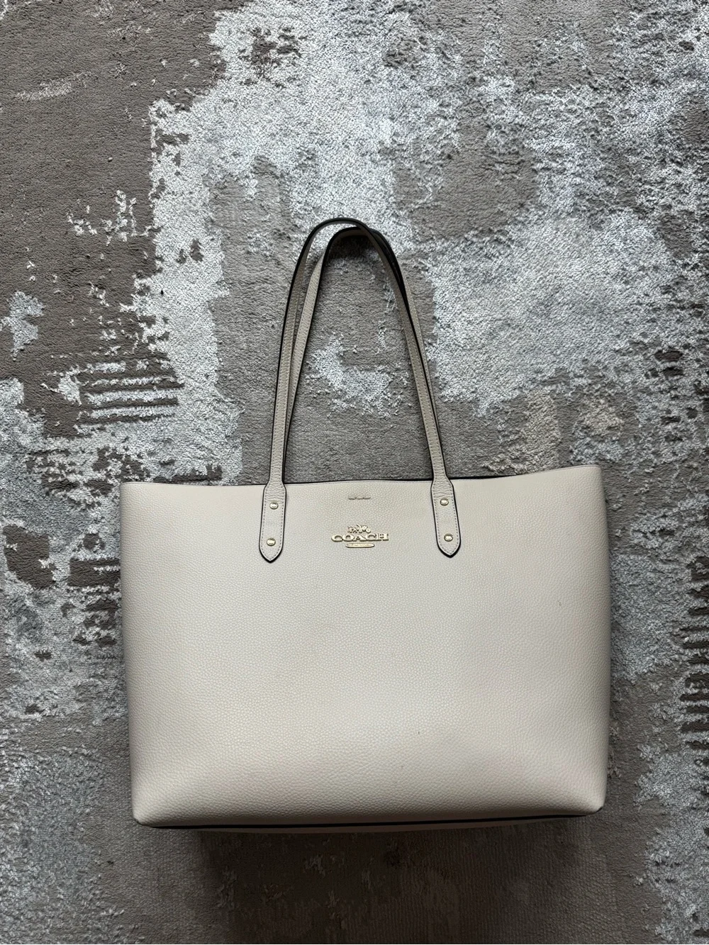 Coach City Cream Pebbled Leather Tote in Chalk
